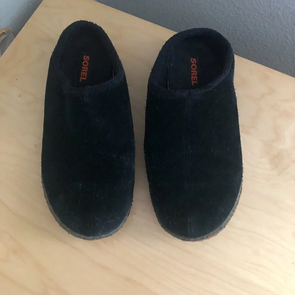 Sorel Lanner Ridge II Youth size 3 Slippers Black Slip-On Unisex Children Shoes